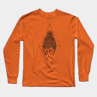 Geometric Crow in a diamond (tattoo style- Black and White version) Long Sleeve T-Shirt